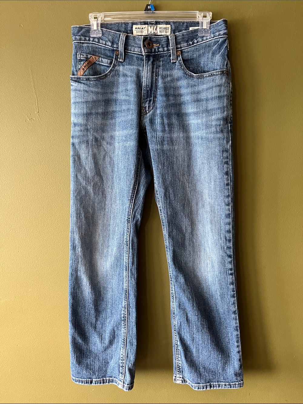 Ariat Men's Legacy M4 Relaxed Boot Cut Jeans in Light Blue Wash